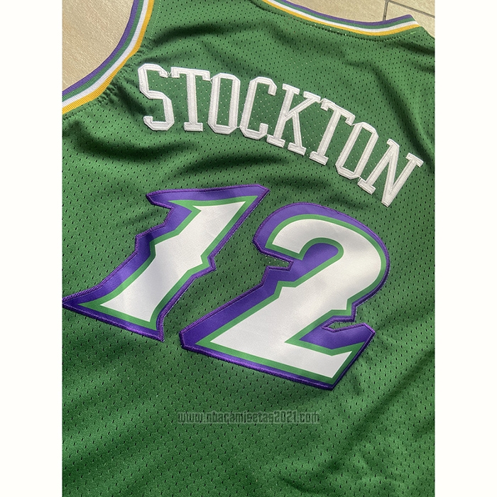 Camiseta Utah Jazz John Stockton #12 Mitchell & Ness 1996-97 Verde